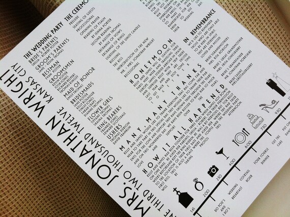 DIY Printable Wedding Combo Program with timeline on one perfect sheet