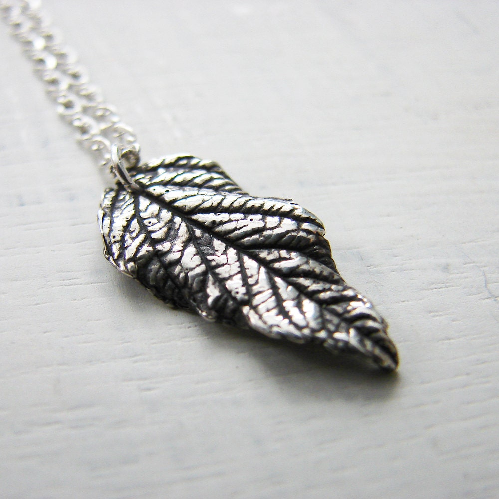 Oxidized Silver Leaf Pendant. Silver Leaf Necklace. Leaf Pendant.