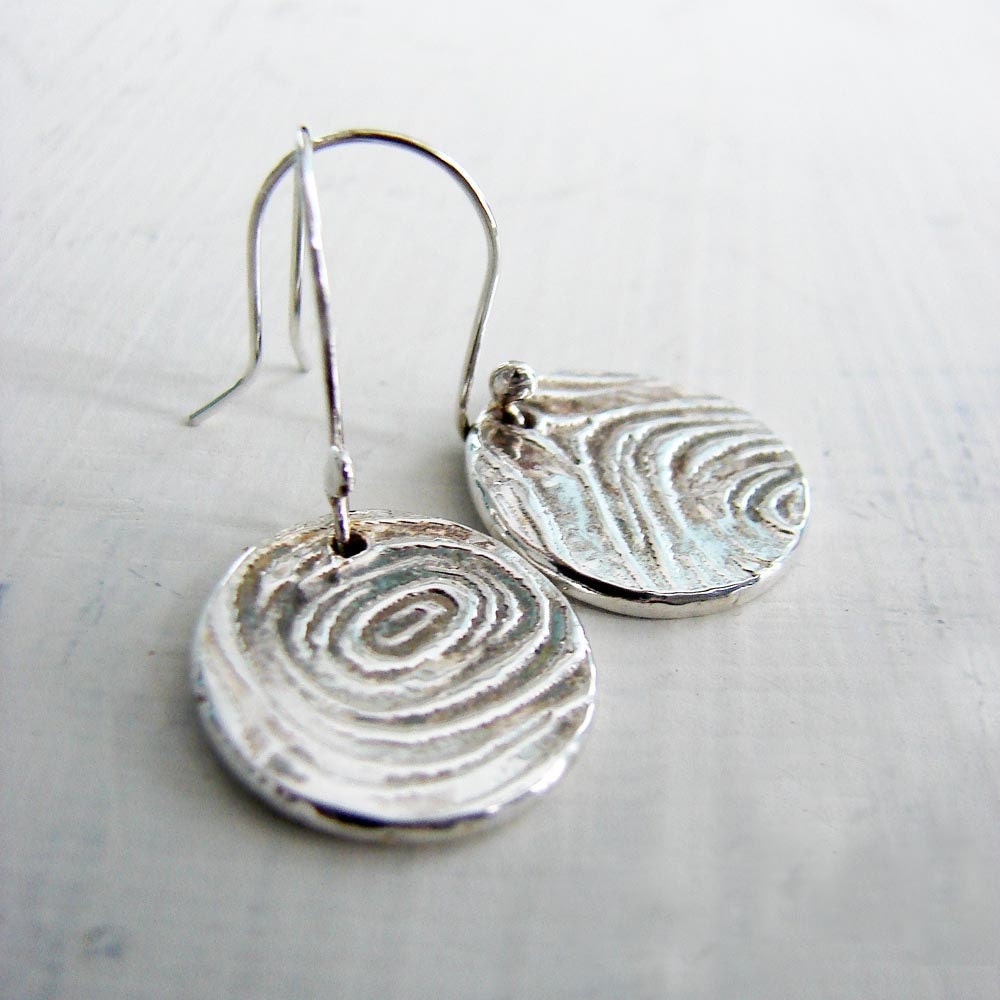 Faux Bois Earring, Silver Dangle Earring, Small Chandelier Earring, Silver Woodgrain Earring