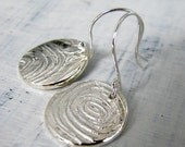 Faux Bois Earring, Silver Dangle Earring, Small Chandelier Earring, Silver Woodgrain Earring