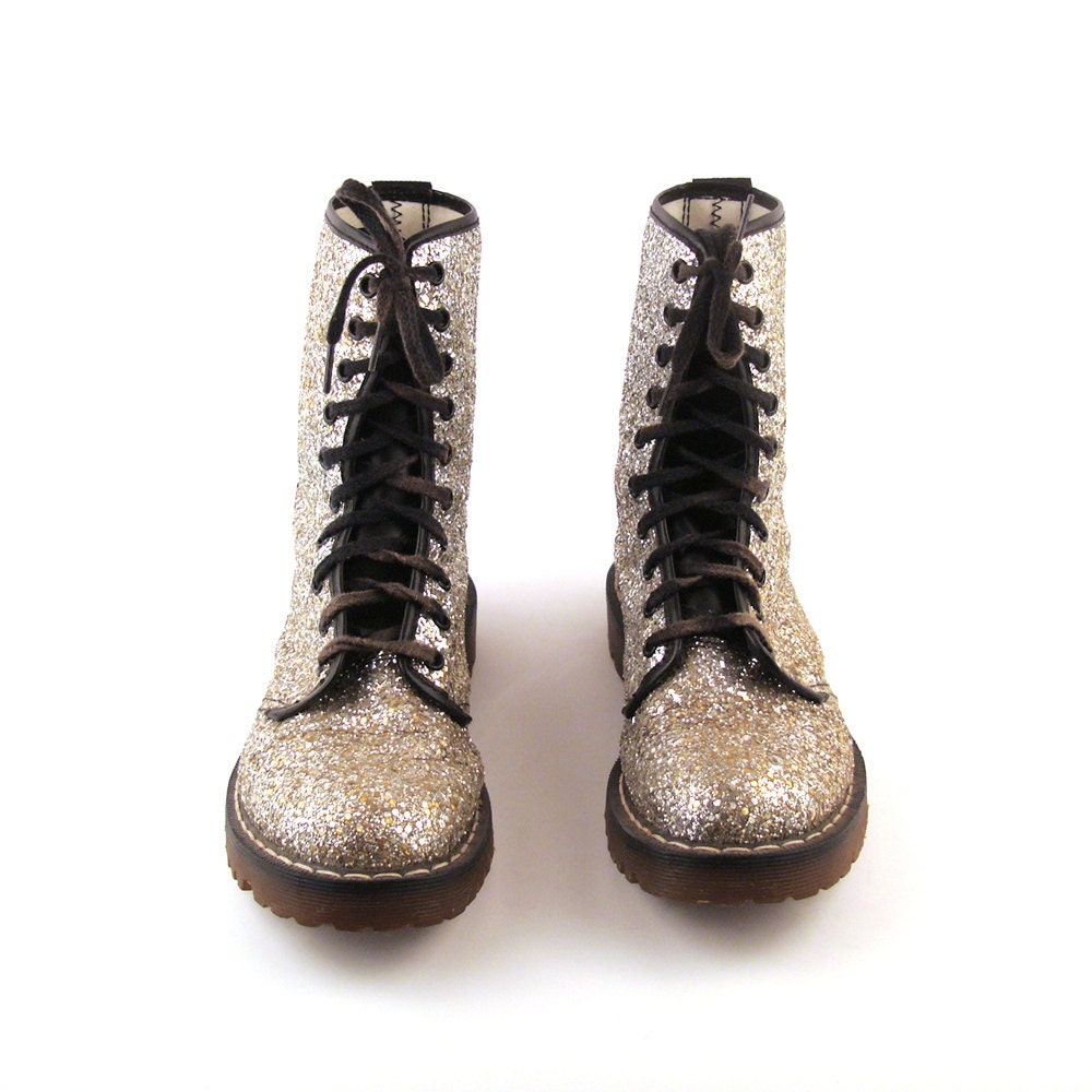 Glitter Doc Martens Boots Vintage 1990 Silver Glitter Doc Martens Boots UK Size 5
