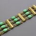 Wide Vintage Czech Peking Glass Brass Bracelet Jewelry