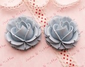 High Quality Big Beautiful Flower Cabochon in Blue - 2pcs