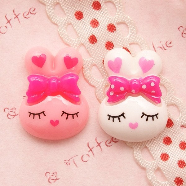 Small Kawaii Bunny Cabochon - 6pcs