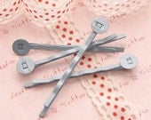 Metal Hair pin with Blank Bail in Pastel Blue Color 5cm - 10pcs