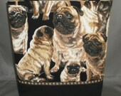 Tote Bag Purse - PUGS  - Shoulder Bag - Medium Sized Purse - Dogs, Puppies, Paw Prints