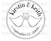 Custom Love birds wedding or save the date stamp