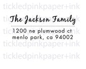 Custom address stamp with modern script font