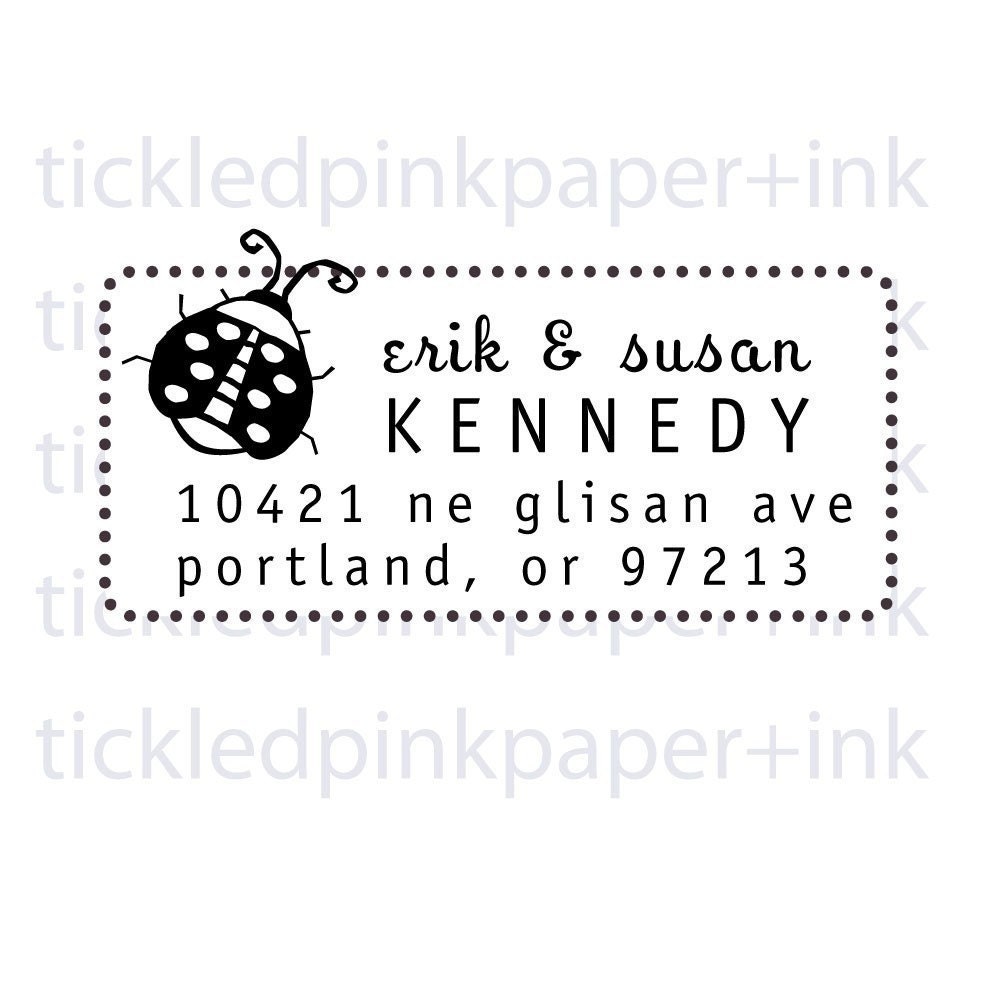 Custom address stamp with cute little ladybug