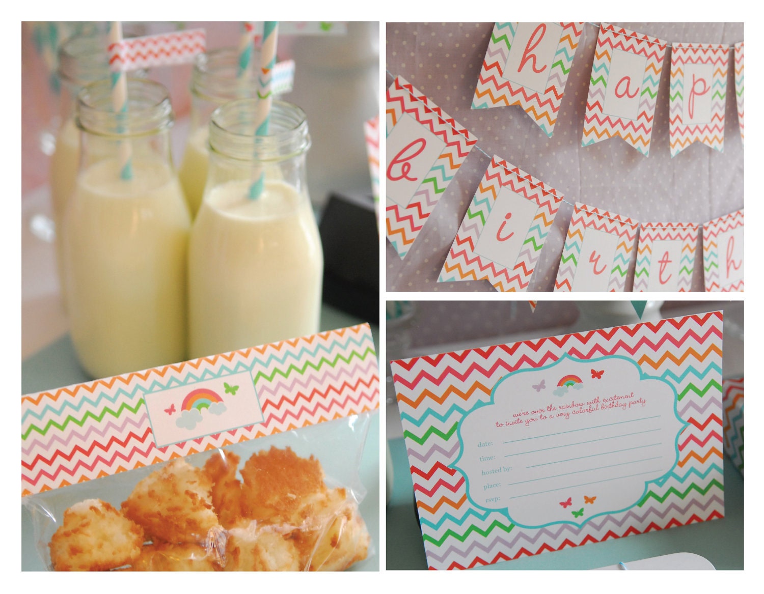 Rainbows and Butterflies Party Package - Printable Full Collection - by Pretty Smitten