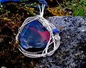 Fused Glass Necklace Wire Wrapped Interstellar Cloud