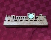 Wooden train miniature desk clock
