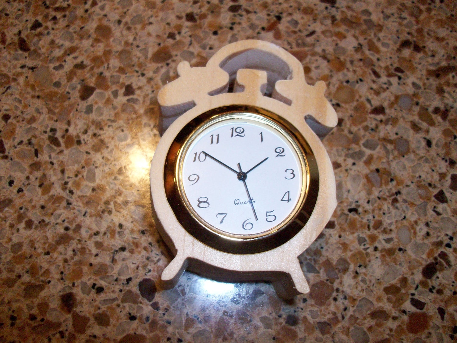 Wooden alarm shaped miniature desk clock