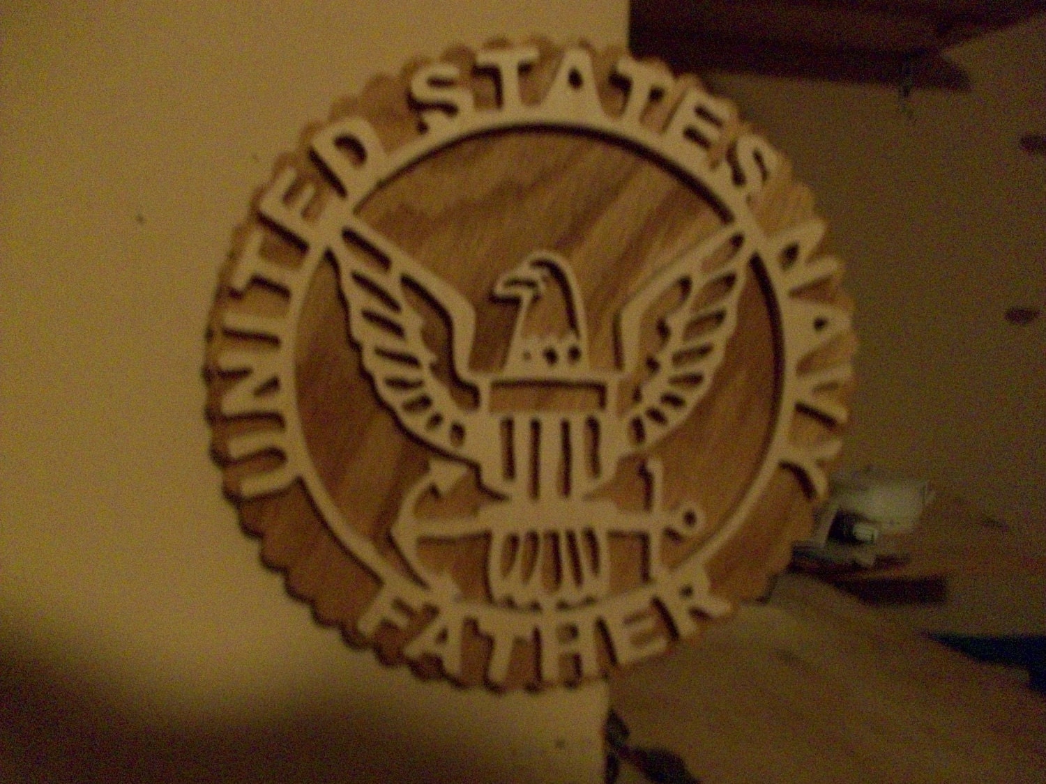 Wooden United States Navy father wall hanging