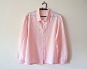 Sweetie Pie - Vintage Pink Blouse with Floral Embroidery