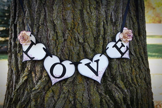 Wedding Garland Wedding Banner LOVE Eggplant Anniversary Engagement Photo Prop Custom