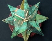 Starburst Origami Wall Clock - Green/Blue
