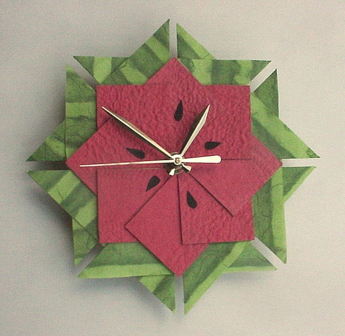 Watermelon Kitchen Clock, Origami Clock-Large