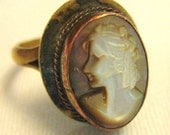 Vintage Mother of Pearl Cameo Ring by Barneche - Barneche