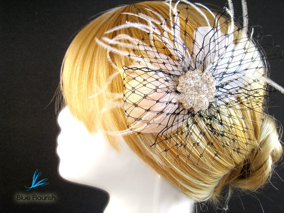 Black netting wedding mini veil goth hair clip mini black veil gothic black wedding hair clip black and white black hair accessories