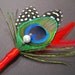 Red wedding boutineer peacock wedding boutonniere groomsmen lapel Chinese wedding red men lapel pins goth wedding bouteneer Asian wedding