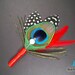 Red wedding boutineer peacock wedding boutonniere groomsmen lapel Chinese wedding red men lapel pins goth wedding bouteneer Asian wedding