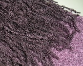 Extra long purple boucle crochet scarf with fringe, ready to ship.