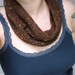 Brown Tweed crochet cowl, circular scarf, neck warmer, unisex, ready to ship.