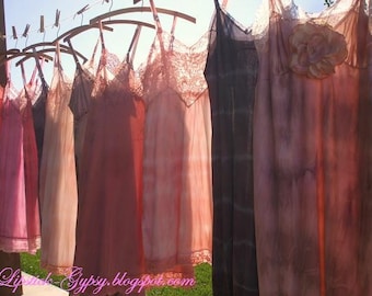 Custom Vintage Restyled Tie Dye Shabby, Hippie, Gypsy, Boho, Prairie, Cowgirl Hand Dyed Slip Dress Couture