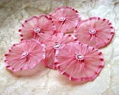 Handmade Ribbon Yo Yo Powder Pink 6 flowers