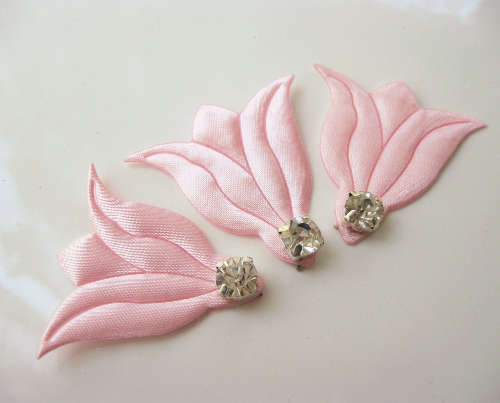 3 Pink Tulips with Crystal Rhinestone