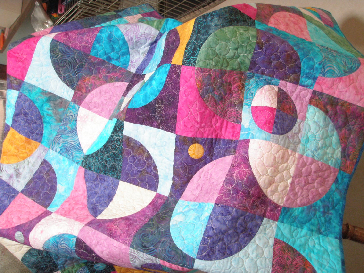 Geometric Lap or Sofa Size Batik Quilted throw - Planets N Moons