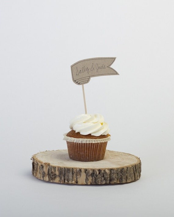 DIY Printable Cupcake/Table/Place card Flags - writable scroll flag design