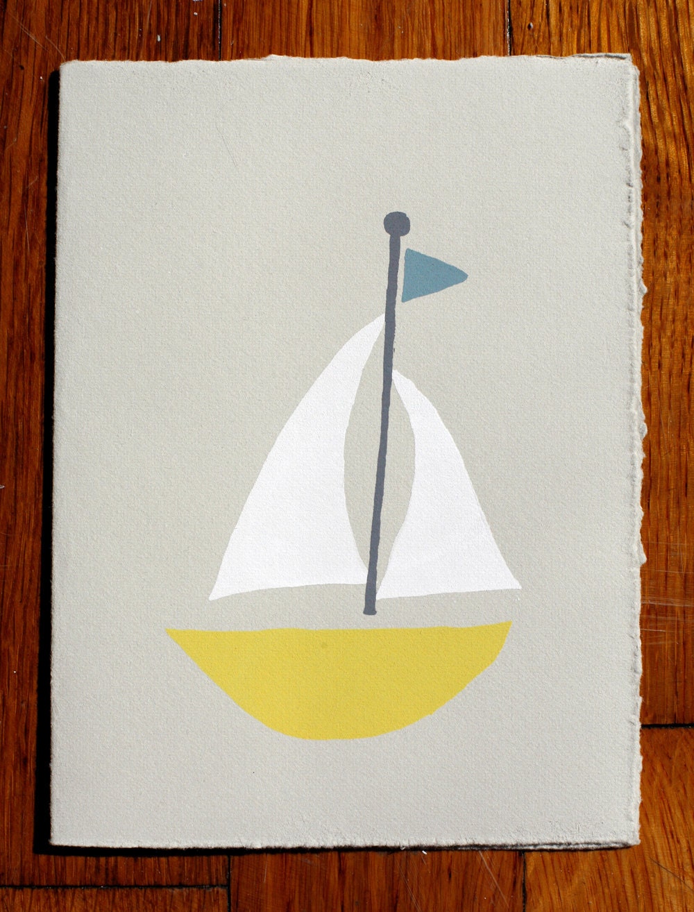 Yellow Sailboat blank greeting card