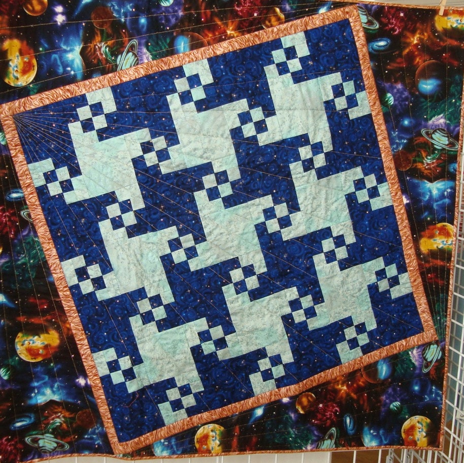 Spinning Star quilt, Solar System Quilt, Colorful Wall Hanging