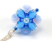 Handcrafted Air Blue Opal Crystal Beaded Pendant