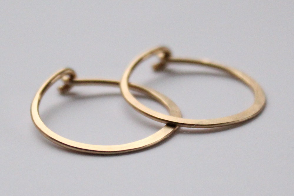 Gold Hoops Small Hammered 14k Gold Fill