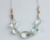Aquamarine Nugget Necklace with 14k Gold Fill bars and Sterling Silver