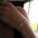 Gold Bar Bracelet Hammered with White Topaz