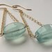 Green Fluorite Earrings with Gold and Sterling Chains - Dangly, Gemstone Earrings