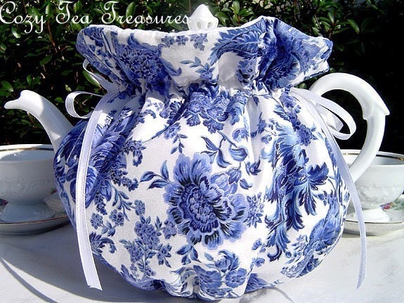 Tea Cozy for 6-8 Cup Teapot BLUE PORCELAIN Reversible, Insulated Tea Pot Tea Cozy Cosy Also Available in 1-2 Cup and 2-4 Cup Sizes