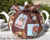 Tea Cozy for 6-8 Cup Teapot Insulated CAFE AU LAIT Tea Pot Tea Cozy Cosy Also Available in 1-2 Cup and 2-4 Cup Sizes, Upon Request