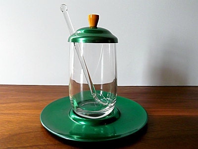 Vintage Green Neocraft Everlast Aluminum and Glass Jam Jar