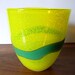 Vintage Yellow, Teal Swedish Art Glass Bowl, Vase, Bertil Vallien