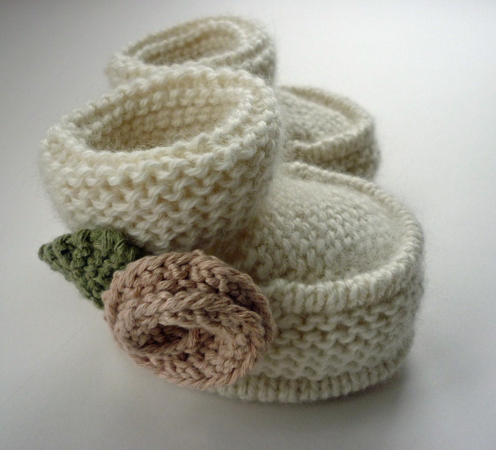 Knitting Pattern PDF Baby Booties LITTLE ROSE Instant Download