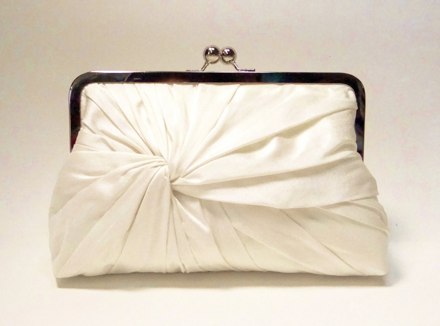 Wedding Clutch - The Love-Knot Clutch in Ivory Dupioni silk, Wedding Purse, Bride's Bag, Bridesmaids Clutch