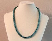 Teal Russian Spiral Beaded Necklace