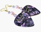 Purple guitar pick earrings