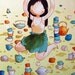 Tea tea tea 8x10 print - drawing watercolor obsessive compulsive tea addict girl