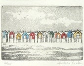 beach huts - original etching